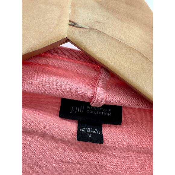 J. Jill Womens Peach Pink Open Front Long Cardigan Size S Asymmetrical Stretch - Picture 6 of 10